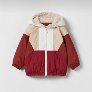 ZARA COLOR BLOCK WATER-REPELLENT FAUX SHEARLING JACKET Size 4-5T